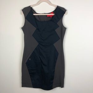 Z Spoke by Zac Posen Gray and Navy Sleeveless Mini Pencil Dress Size Large